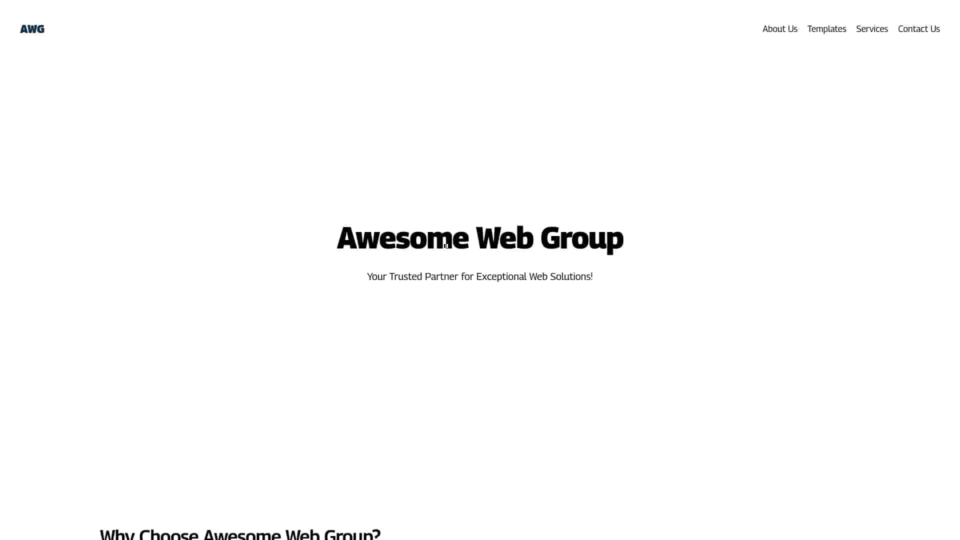 Screenshot of Awesome Web Group's website