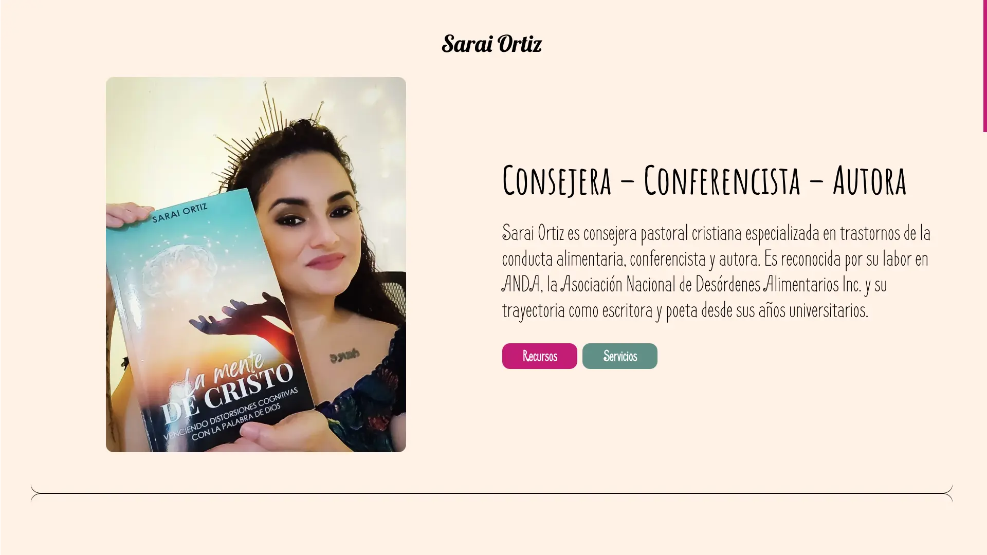 Screenshot of Sarai Ortiz's website